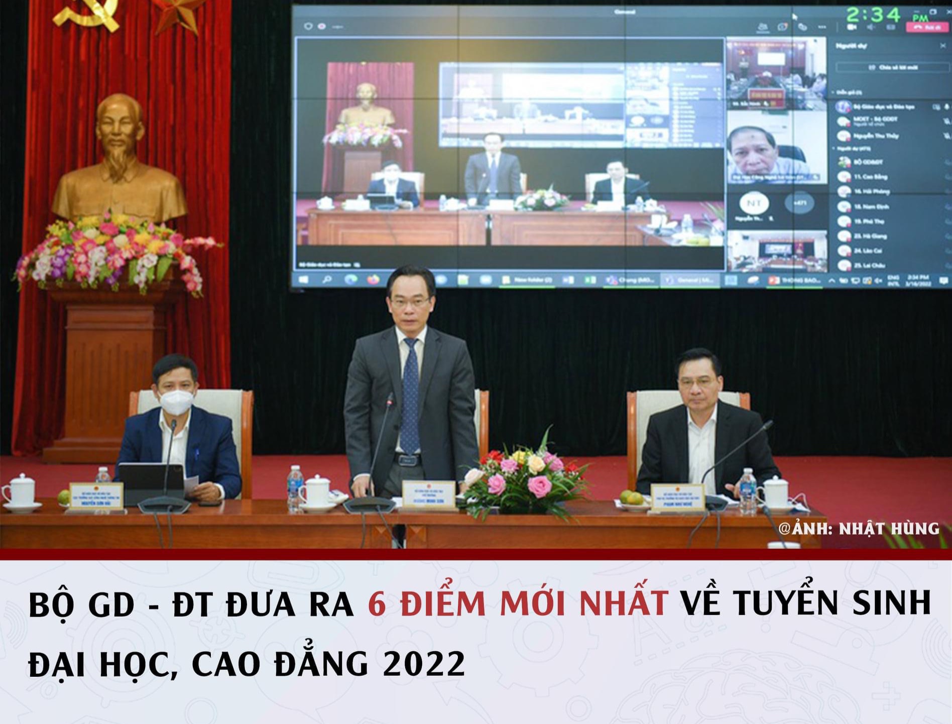 Bộ GD&ĐT đưa ra 6 điểm mới nhất về tuyển sinh đại học, cao đẳng toàn quốc năm 2022.